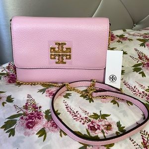 💕Tory Burch 💕Britten Chain Wallet💕Pink💕